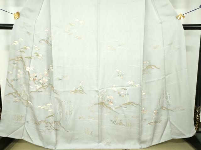 平和屋着物●創業460年・千總　訪問着　松竹梅　風景花文　金彩　正絹　逸品　DABI6378ps