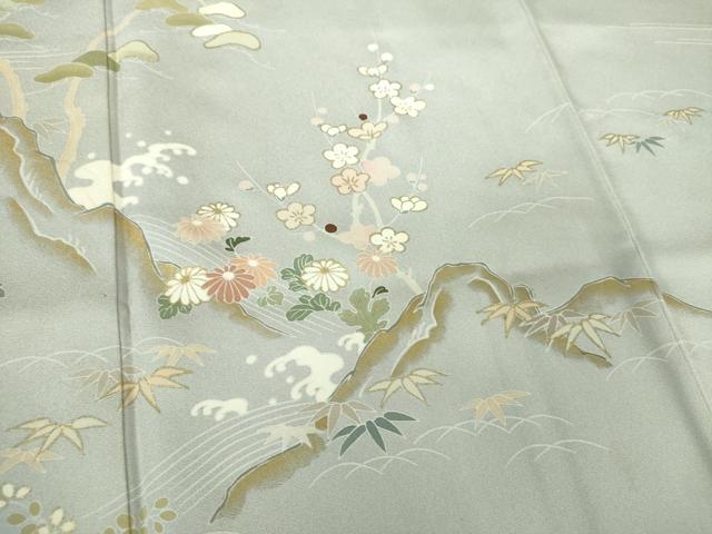 平和屋着物●創業460年・千總　訪問着　松竹梅　風景花文　金彩　正絹　逸品　DABI6378ps