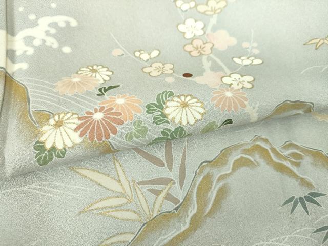平和屋着物●創業460年・千總　訪問着　松竹梅　風景花文　金彩　正絹　逸品　DABI6378ps