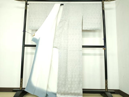平和屋着物●名門　藤娘きぬたや・総絞り　杢目絞り　小紋　正絹　逸品　DABI6382ps
