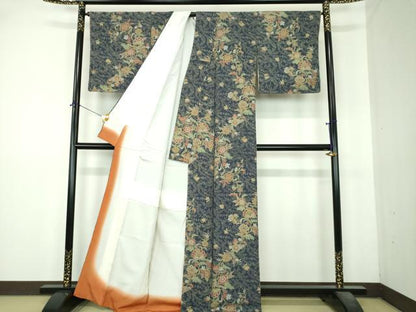 平和屋着物●上質な小紋　更紗花文　正絹　逸品　未使用　DABI6390ps