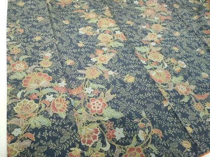 平和屋着物●上質な小紋　更紗花文　正絹　逸品　未使用　DABI6390ps