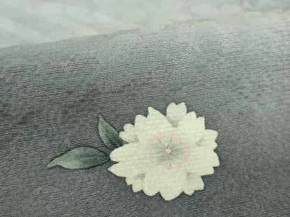平和屋着物●世界的友禅作家　千地泰弘　訪問着　流水桜　暈し染め　黒地　正絹　逸品　DABI6392ps
