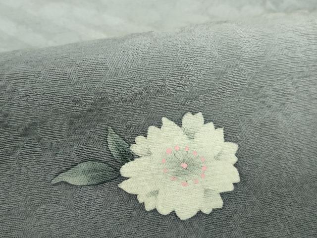 平和屋着物●世界的友禅作家　千地泰弘　訪問着　流水桜　暈し染め　黒地　正絹　逸品　DABI6392ps