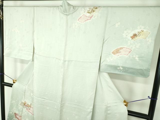平和屋着物●創業460年・千總　訪問着　刺繍　絞り　地紙花文　暈し染め　正絹　逸品　DABI6393ps