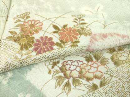 平和屋着物●創業460年・千總　訪問着　刺繍　絞り　地紙花文　暈し染め　正絹　逸品　DABI6393ps
