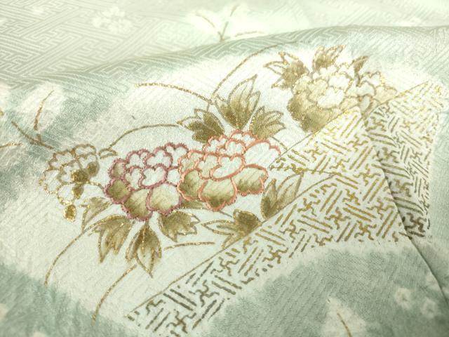 平和屋着物●創業460年・千總　訪問着　刺繍　絞り　地紙花文　暈し染め　正絹　逸品　DABI6393ps