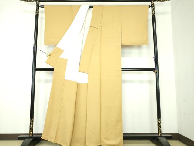 平和屋着物●上質な色無地　菊尽くし地紋　桑染色　正絹　逸品　DABI6394ps