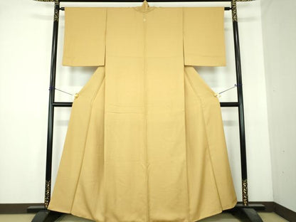平和屋着物●上質な色無地　菊尽くし地紋　桑染色　正絹　逸品　DABI6394ps