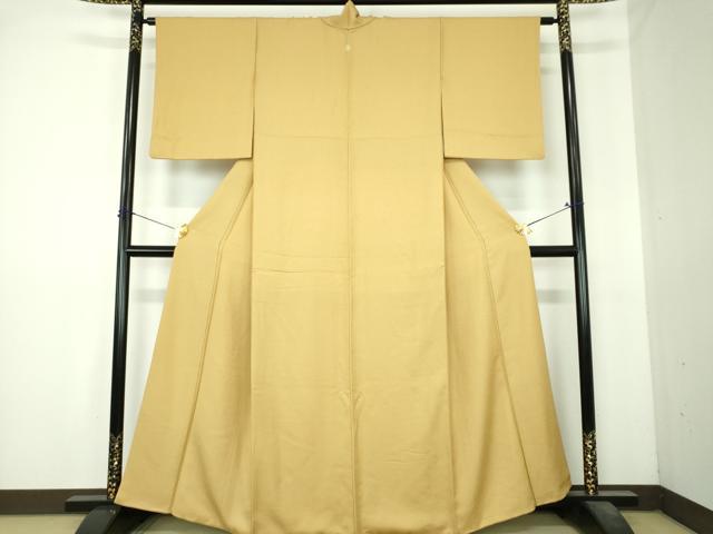 平和屋着物●上質な色無地　菊尽くし地紋　桑染色　正絹　逸品　DABI6394ps