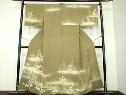 平和屋着物●訪問着　駒刺繍　秋草文　暈し染め　金銀彩　三越扱い　正絹　逸品　DABI6395ps