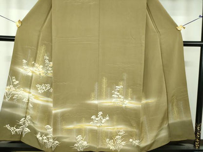 平和屋着物●訪問着　駒刺繍　秋草文　暈し染め　金銀彩　三越扱い　正絹　逸品　DABI6395ps