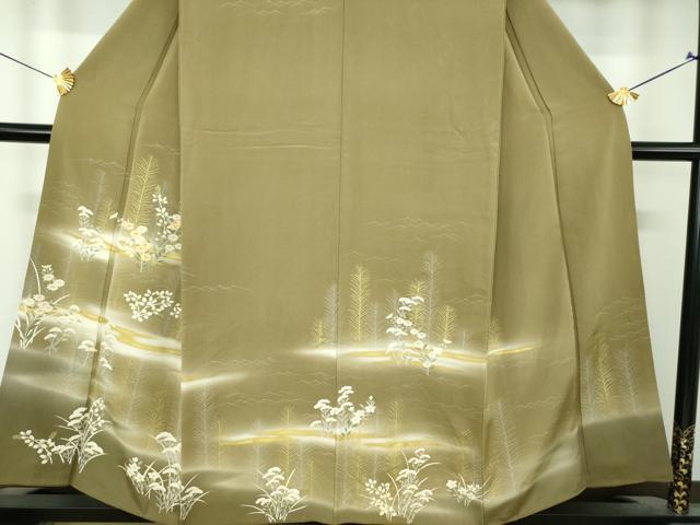 平和屋着物●訪問着　駒刺繍　秋草文　暈し染め　金銀彩　三越扱い　正絹　逸品　DABI6395ps