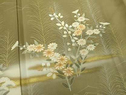 平和屋着物●訪問着　駒刺繍　秋草文　暈し染め　金銀彩　三越扱い　正絹　逸品　DABI6395ps