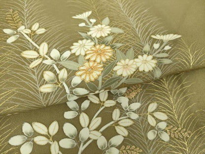 平和屋着物●訪問着　駒刺繍　秋草文　暈し染め　金銀彩　三越扱い　正絹　逸品　DABI6395ps