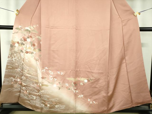 平和屋着物●訪問着　刺繍　竜田川　花舟　金彩　正絹　逸品　DABI6397ps
