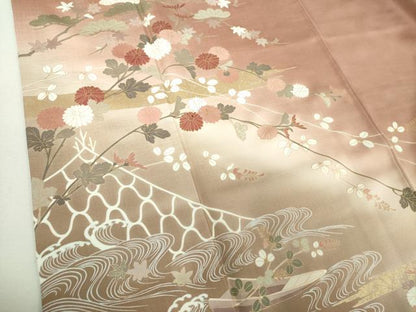 平和屋着物●訪問着　刺繍　竜田川　花舟　金彩　正絹　逸品　DABI6397ps