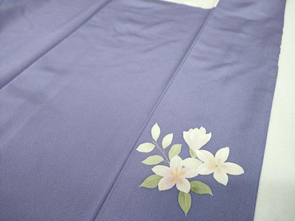 平和屋着物●訪問着　刺繍　手描き　百合　草花文　金彩　正絹　逸品　DABI6398ps