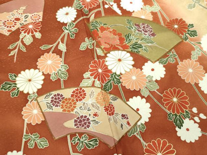 平和屋着物●訪問着　作家物　駒刺繍　地紙花文　暈し染め　金彩　正絹　逸品　DABI6399ps