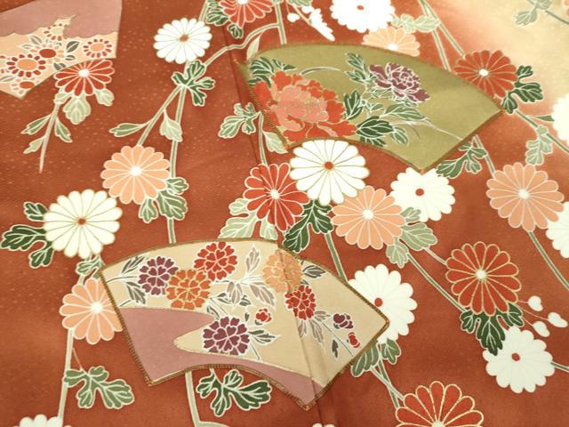 平和屋着物●訪問着　作家物　駒刺繍　地紙花文　暈し染め　金彩　正絹　逸品　DABI6399ps