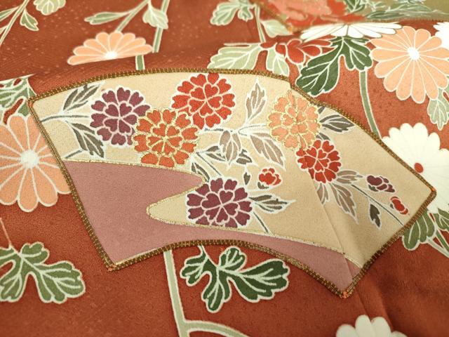 平和屋着物●訪問着　作家物　駒刺繍　地紙花文　暈し染め　金彩　正絹　逸品　DABI6399ps
