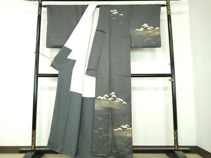 平和屋着物●訪問着　駒刺繍　松文　暈し染め　金彩　正絹　逸品　DABI6400ps