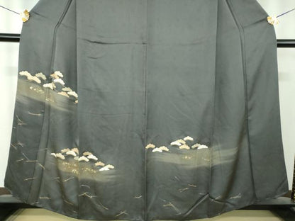 平和屋着物●訪問着　駒刺繍　松文　暈し染め　金彩　正絹　逸品　DABI6400ps