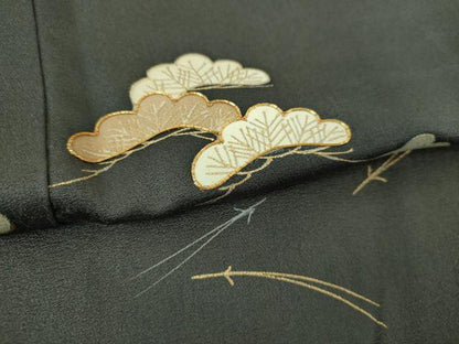 平和屋着物●訪問着　駒刺繍　松文　暈し染め　金彩　正絹　逸品　DABI6400ps