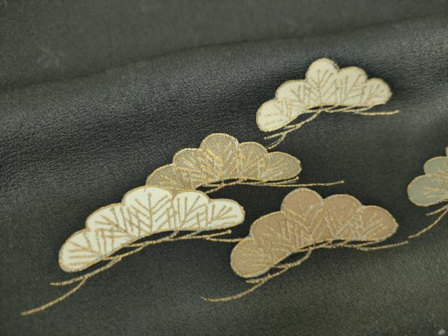 平和屋着物●訪問着　駒刺繍　松文　暈し染め　金彩　正絹　逸品　DABI6400ps