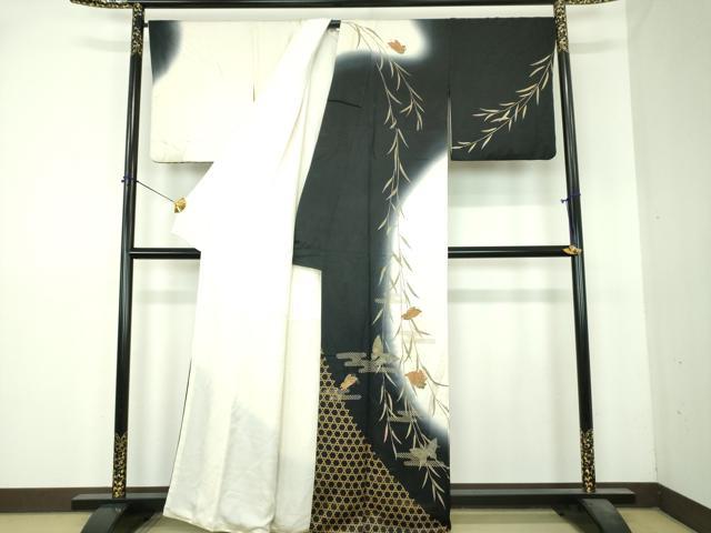 平和屋着物●訪問着　枝垂れ柳　舞蝶文　暈し染め　金彩　正絹　逸品　DABI6401ps