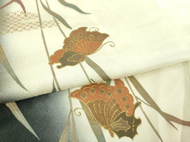 平和屋着物●訪問着　枝垂れ柳　舞蝶文　暈し染め　金彩　正絹　逸品　DABI6401ps