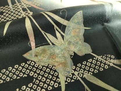 平和屋着物●訪問着　枝垂れ柳　舞蝶文　暈し染め　金彩　正絹　逸品　DABI6401ps