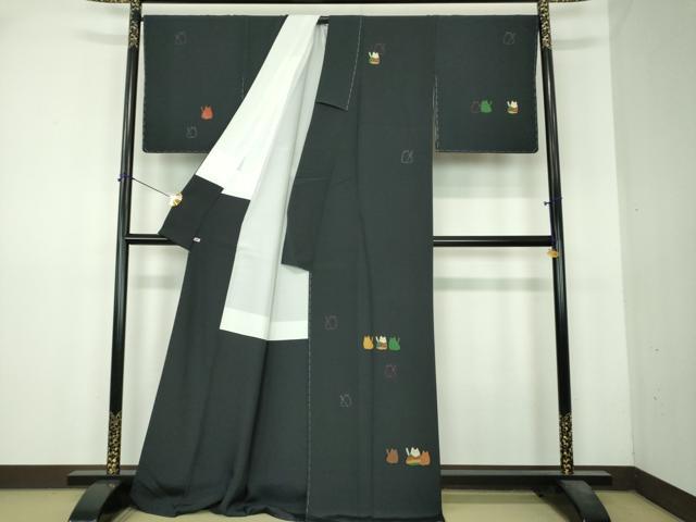 平和屋着物●史上初の女性友禅師 京都府伝統産業優秀技術者 京の名工 岡山武子 訪問着 猫 さが美扱い 正絹 逸品 未使用 DABI6410ps
