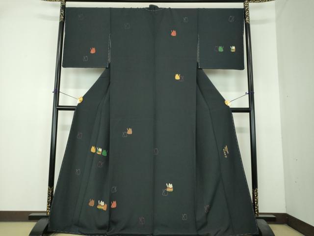 平和屋着物●史上初の女性友禅師 京都府伝統産業優秀技術者 京の名工 岡山武子 訪問着 猫 さが美扱い 正絹 逸品 未使用 DABI6410ps