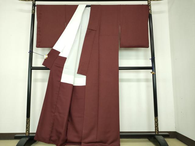 平和屋着物●日本のお笑いタレント　俳優　画家　書家　片岡鶴太郎監修　色無地　霞地紋　錆色　正絹　逸品　DABI6413ps