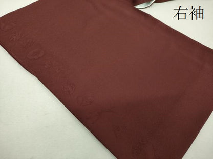 平和屋着物●日本のお笑いタレント　俳優　画家　書家　片岡鶴太郎監修　色無地　霞地紋　錆色　正絹　逸品　DABI6413ps