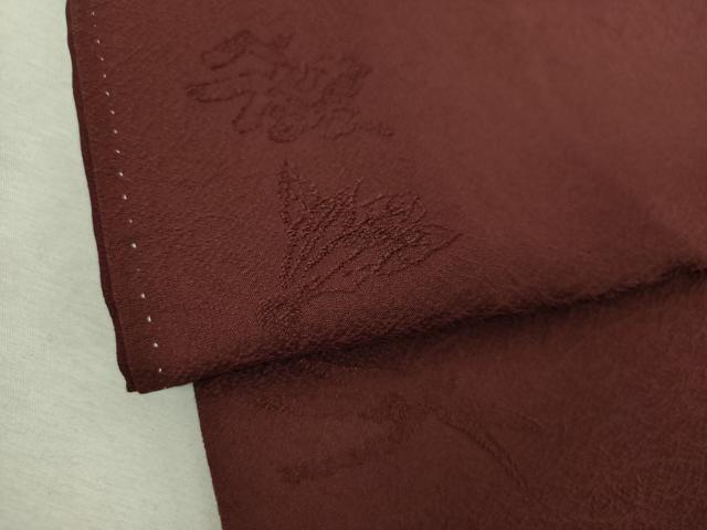 平和屋着物●日本のお笑いタレント　俳優　画家　書家　片岡鶴太郎監修　色無地　霞地紋　錆色　正絹　逸品　DABI6413ps