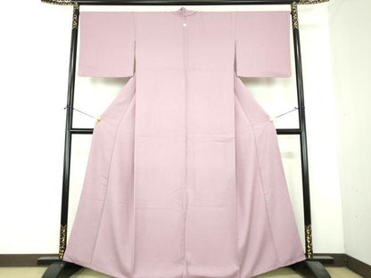 平和屋着物●上質な色無地　紋意匠　紅藤色　正絹　逸品　DABI6414ps