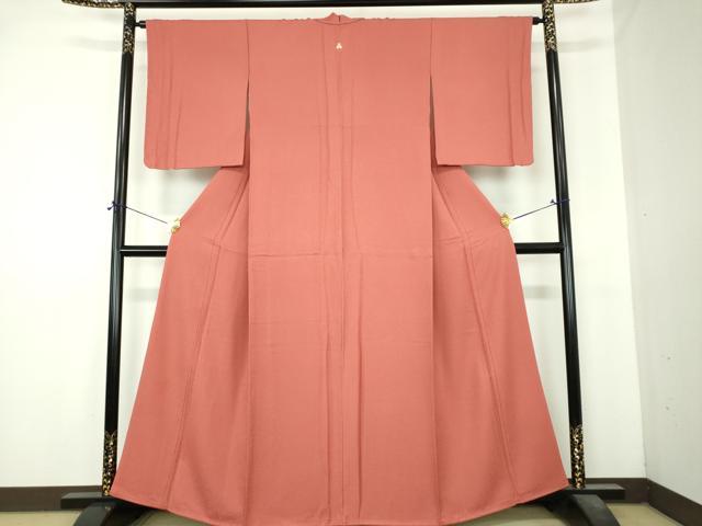 平和屋着物●上質な色無地　紋意匠　紅樺色　正絹　逸品　未使用　DABI6417ps