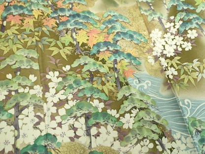 平和屋着物●訪問着　作家物　手描き　渡橋風景花文　琳派百図謹製　暈し染め　金彩　正絹　逸品　DABI6422ps