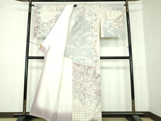 平和屋着物●訪問着　紬地　刺繍　絞り　辻が花　正絹　逸品　DABI6423ps