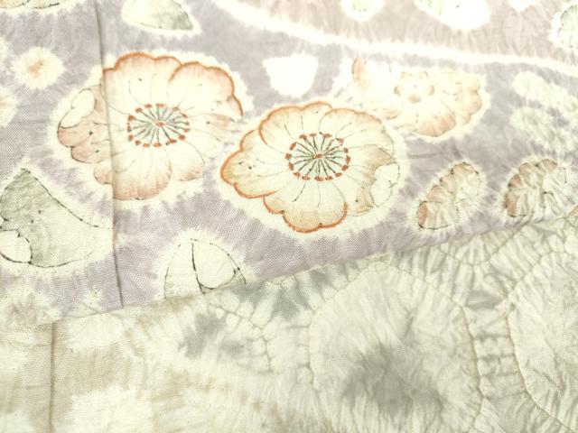 平和屋着物●訪問着　紬地　刺繍　絞り　辻が花　正絹　逸品　DABI6423ps