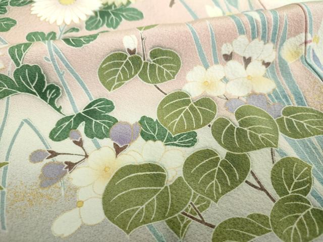 平和屋着物●訪問着　枝花文　暈し染め　金彩　健勝苑扱い　正絹　逸品　DABI6425ps