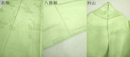平和屋着物●豪華振袖　竜田川花地紋　若葉色　正絹　逸品　DABI6426ps
