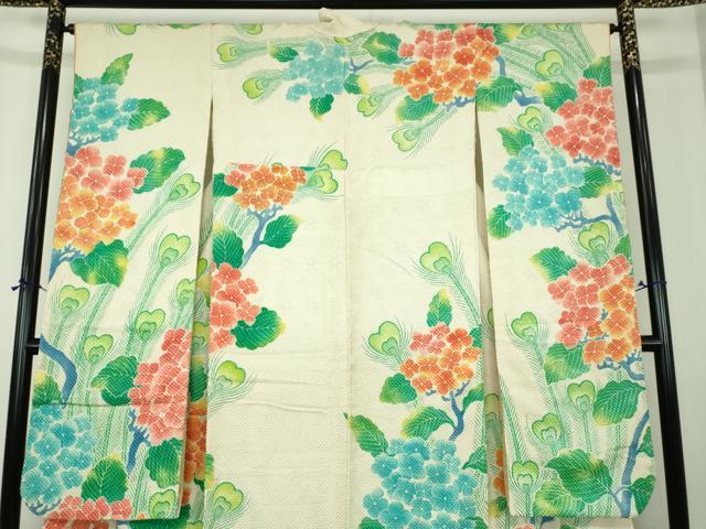 平和屋着物●名門　藤娘きぬたや・総絞り　振袖　孔雀羽根花文　正絹　逸品　DABI6427ps