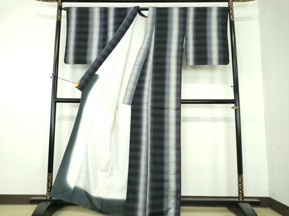 平和屋着物●上質な紬　花織　間道　正絹　逸品　DABI6430ps
