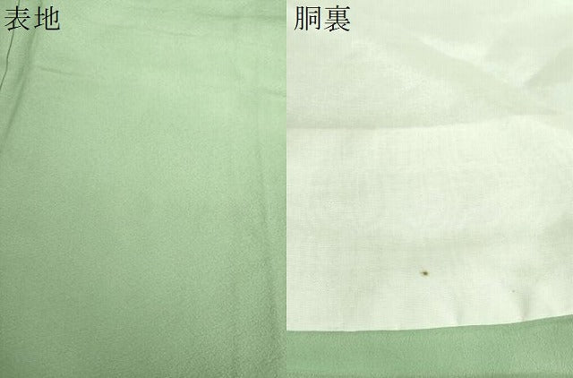 平和屋着物●上質な色無地　山葵色　正絹　逸品　DABI6432ps