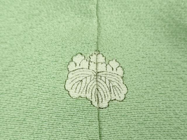 平和屋着物●上質な色無地　山葵色　正絹　逸品　DABI6432ps