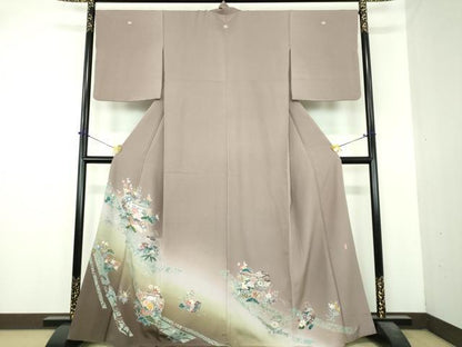 平和屋着物●京友禅作家　外池雅峰　色留袖　駒刺繍　雪輪几帳花文　暈し染め　金銀彩　正絹　逸品　DABI6433ps