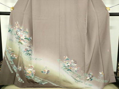 平和屋着物●京友禅作家　外池雅峰　色留袖　駒刺繍　雪輪几帳花文　暈し染め　金銀彩　正絹　逸品　DABI6433ps